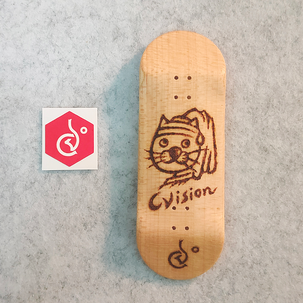 手指滑板珍珠耳環喵手工繪燒